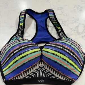 Victoria's Secret VSX Striped Racerback Sports Bra in Blue, Green, Black, Pink